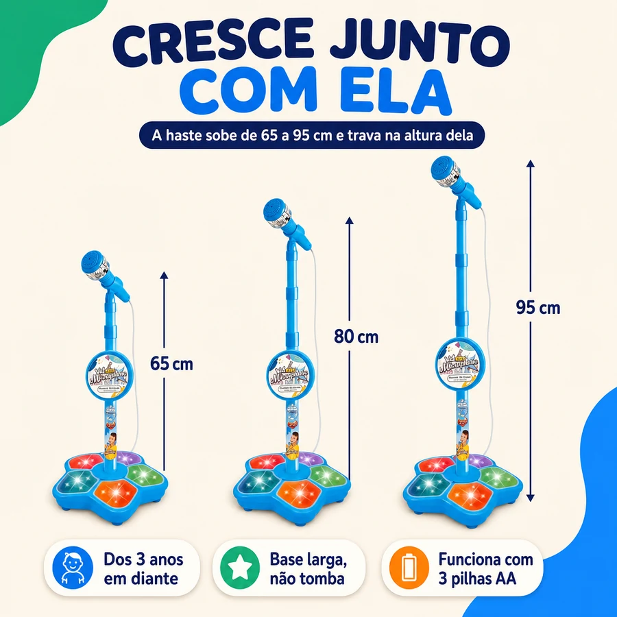 Kid Star — Microfone Karaokê Infantil com Palco de Luzes — imagem 9