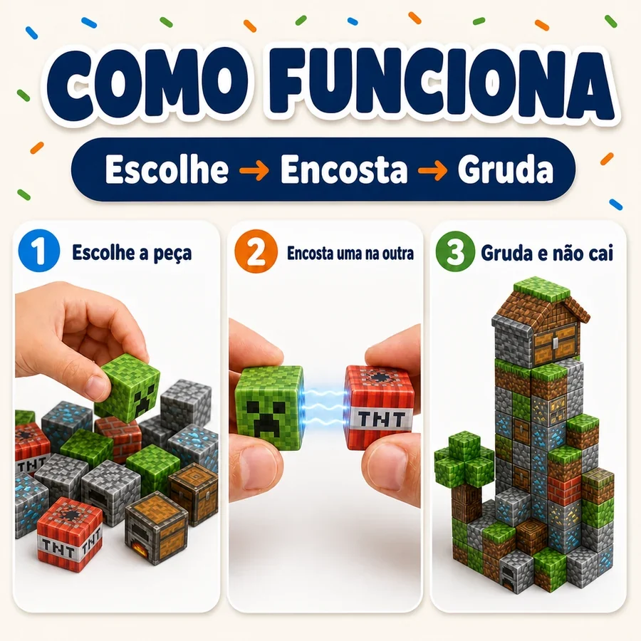 Blocos Magnéticos Minecraft + 10 Bonecos — imagem 9