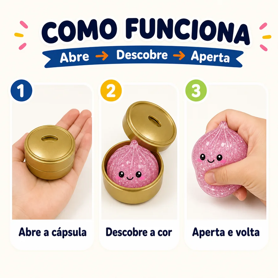 Kit 8 Squishy Surpresa Guioza em Cápsula Dourada — imagem 3