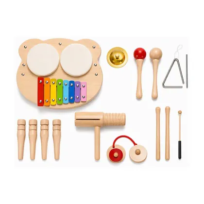 Kit de Percussão Infantil em Madeira