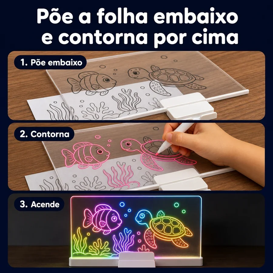Kit Lousa Mágica LED + Canetinhas Neon — imagem 3