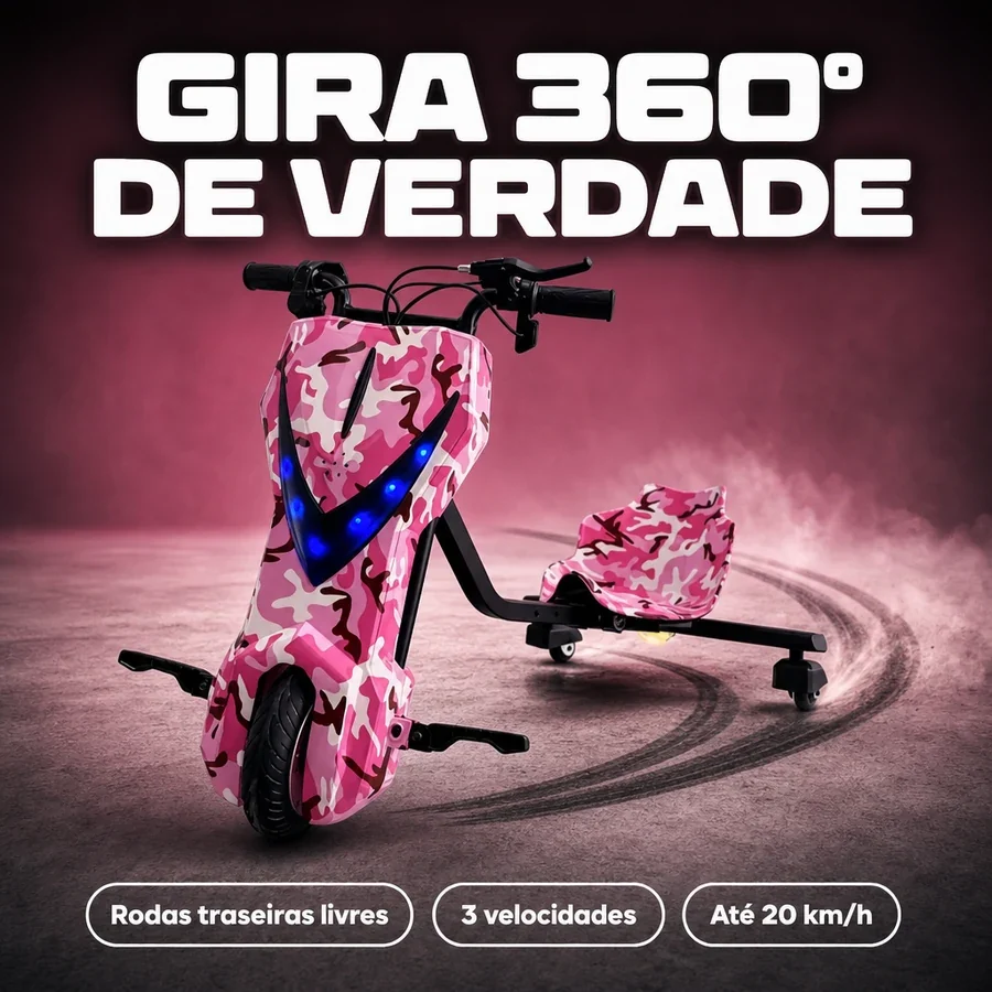 Triciclo Drift Elétrico Infantil 350W + Capacete de Brinde — imagem 12
