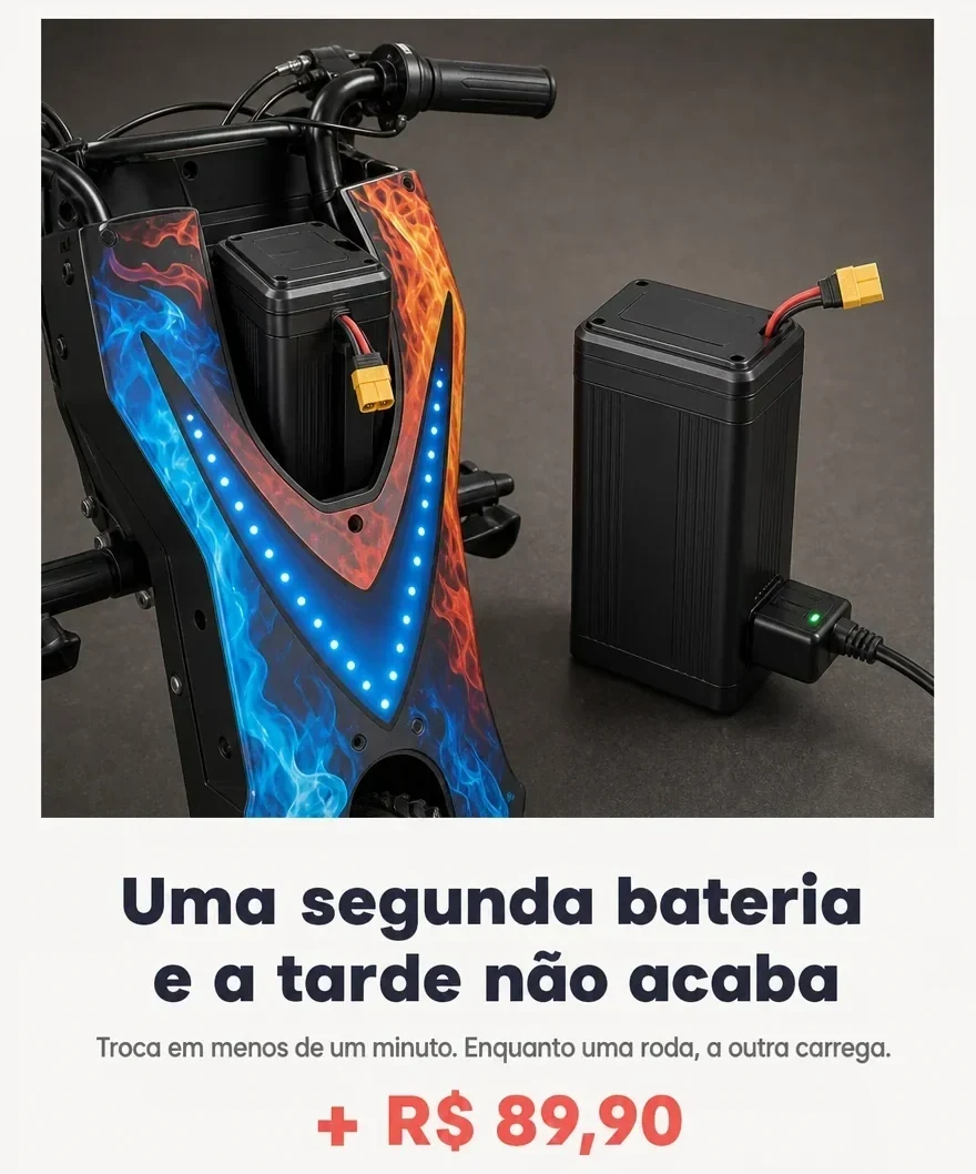 Uma segunda bateria por mais R$ 89,90: troca em menos de um minuto