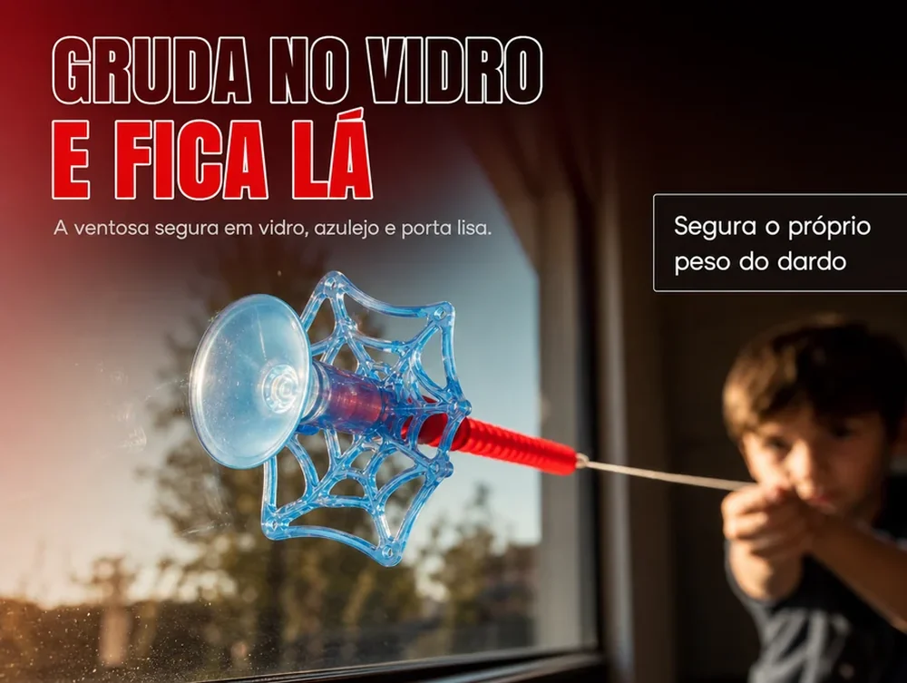 Gruda no vidro e fica lá — a ventosa segura em vidro, azulejo e porta lisa
