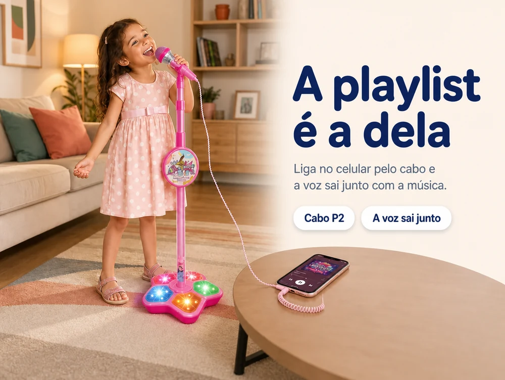 A playlist é a dela: liga no celular pelo cabo e a voz sai junto com a música